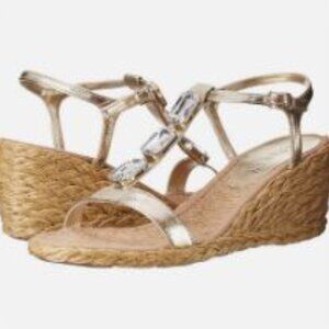 Ralph Lauren "Carola" Platino Leather Women's Wedge Sandals- worn once sz. 7